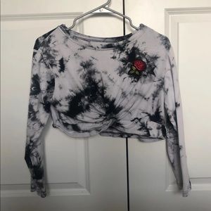 Tie dye cropped long sleeve tee